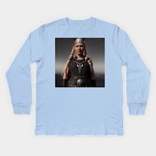 Viking Shield Maiden Kids Long Sleeve T-Shirt